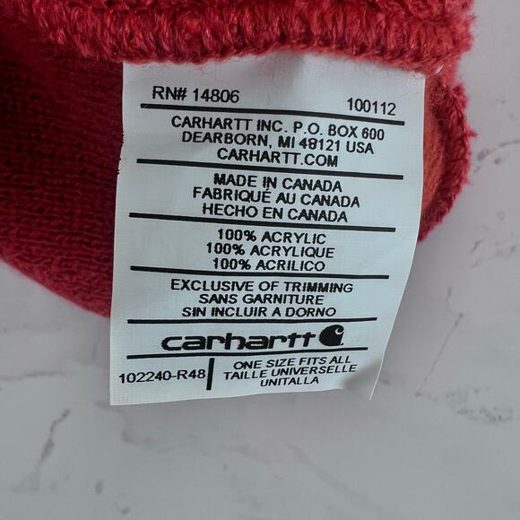 CARHARTT WOMENS LOOKOUT HAT BEANIE POM POM TWO TONE ORANGE ONE SIZE - Picture 6 of 9
